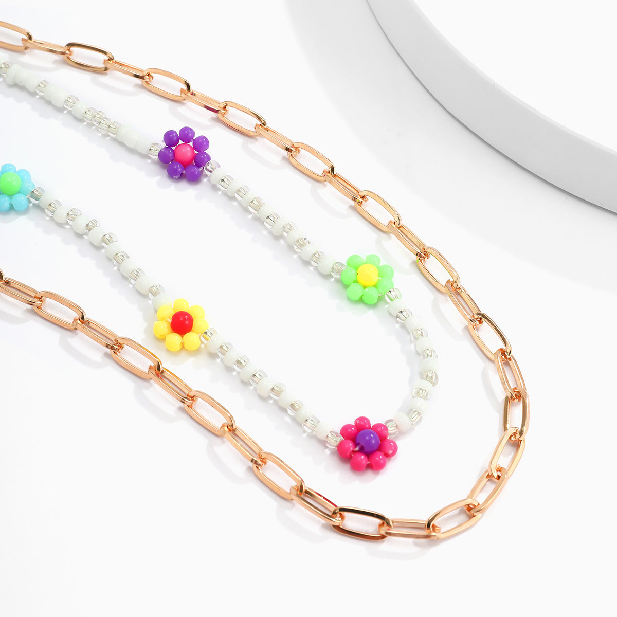 Planderful Vienna Verve Daisy Necklace Set For Women Colorful Holiday Style Mix And Match Statement Jewelry