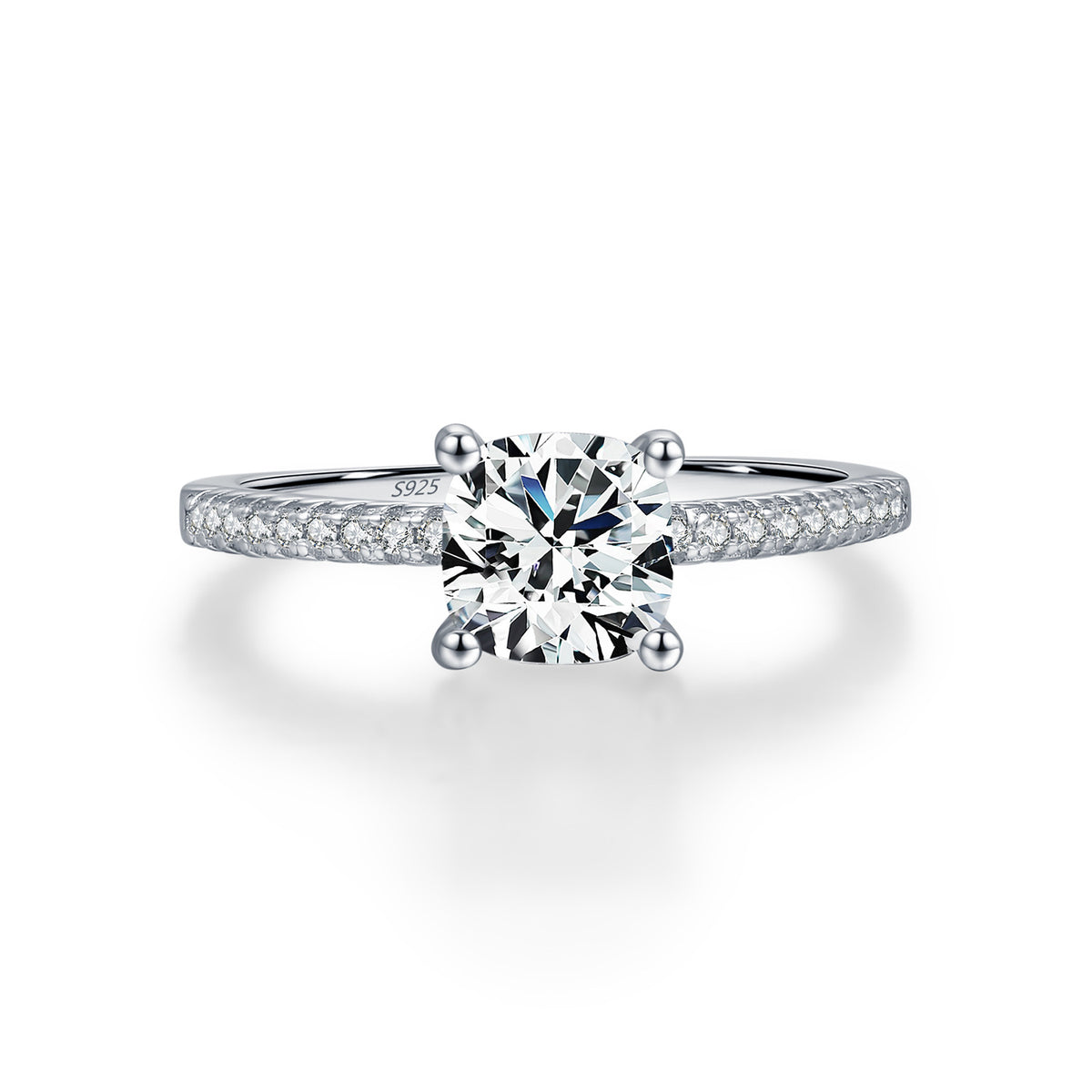 S925 Sterling Silver One-Carat Moissanite Solitaire Ring