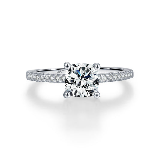 S925 Sterling Silver One-Carat Moissanite Solitaire Ring