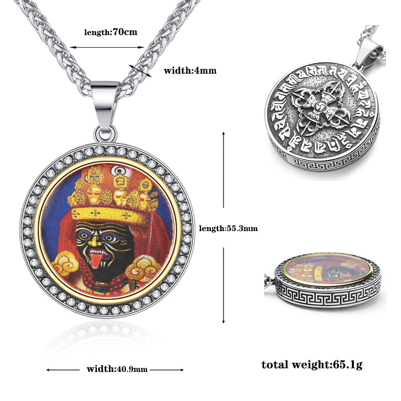 Zircon Necklace - Vintage For Men Amulet In Titanium Steel Handmade Planderful Jewelry