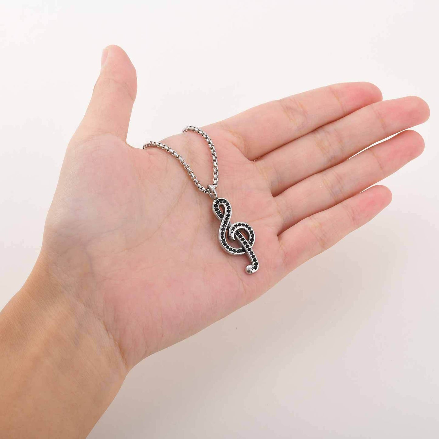 Planderful Music Note Necklace Unisex Zircon Pendant