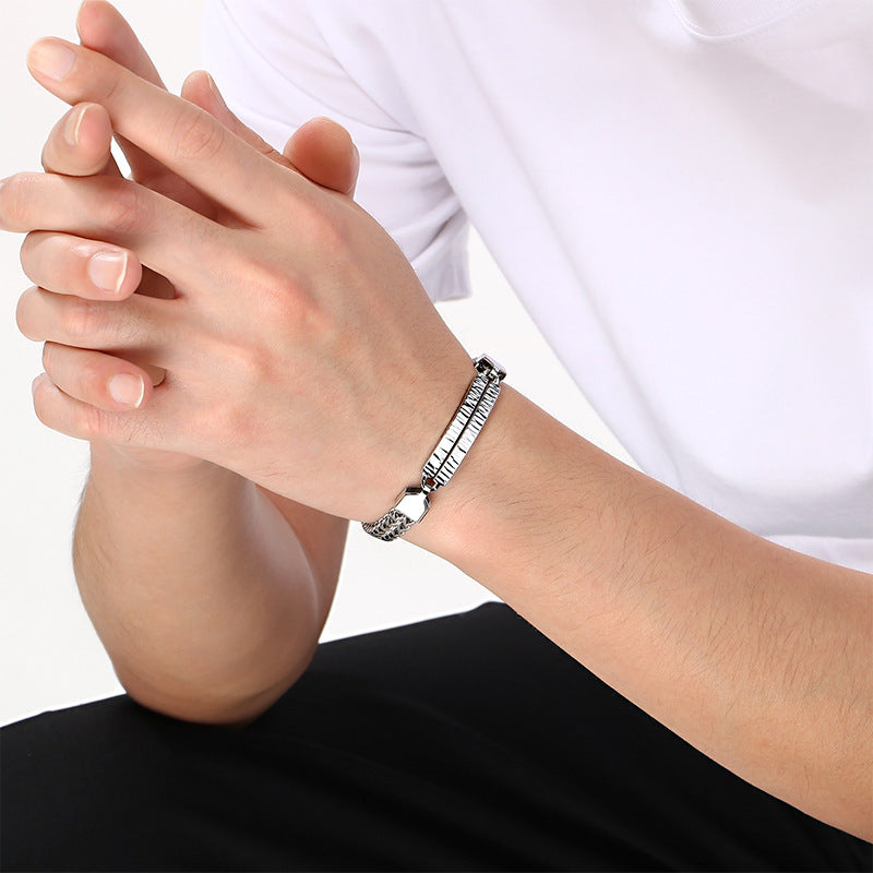 Buckle – One-Word Curved Brand Layered Keel Chain Bracelet