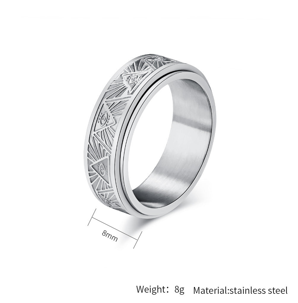 Eye of Horus Ring Stainless Steel Rotating Anxiety Relief Jewelry Planderful for Egyptology Fans