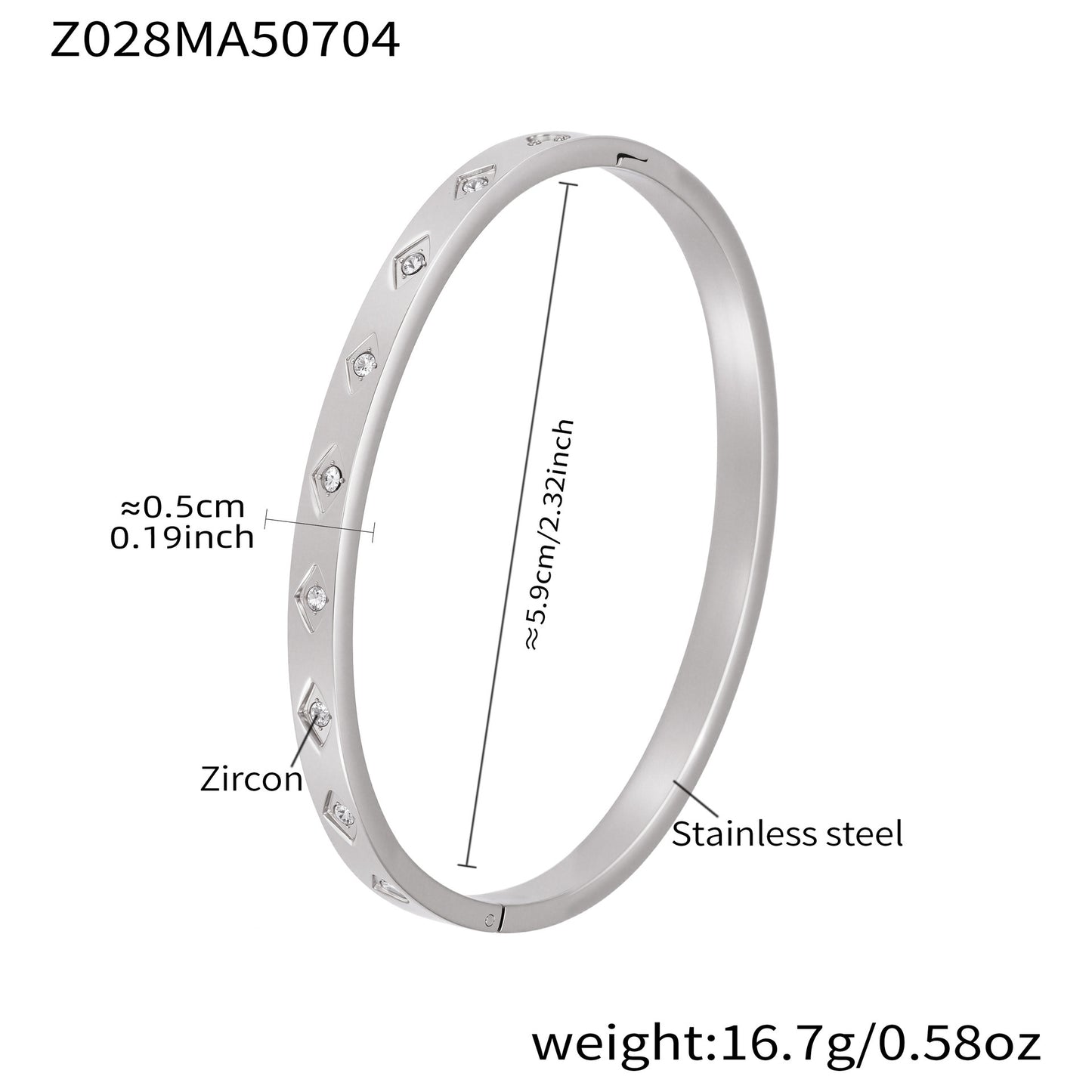 Planderful Zircon Encrusted Titanium Bracelet For Women