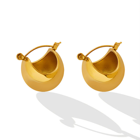 Glamorous Titanium-Plated Gold U-Shaped Earrings - Everyday Genie Collection