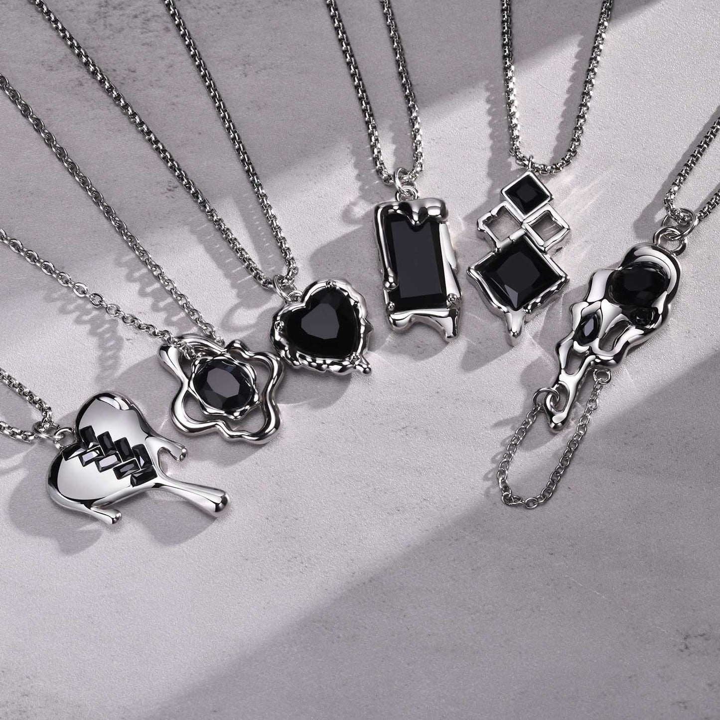 Men's Necklace Copper Black Hole Pendant Geometric Love Silver