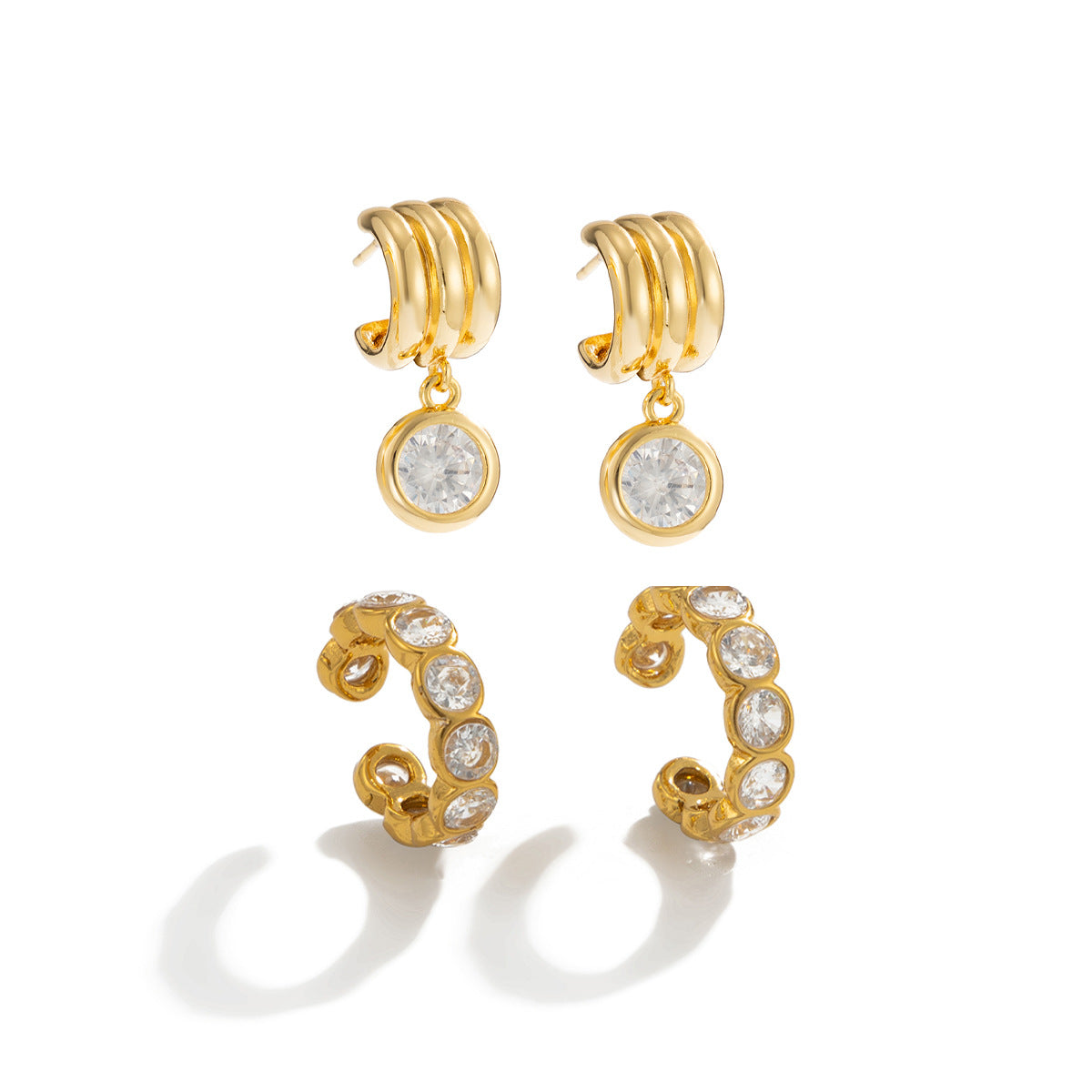 Planderful Vienna Verve Stainless Steel Zircon Ear Clip Cuff Earrings for Trendy Women Statement