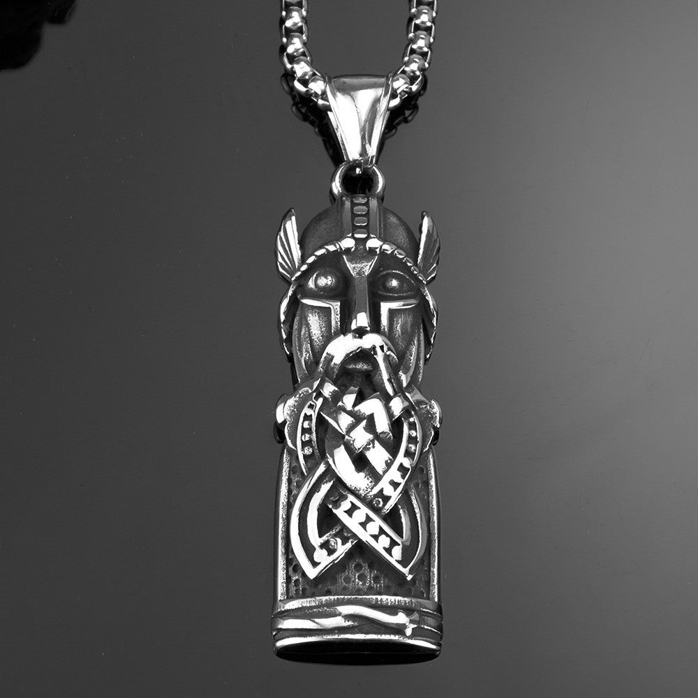 Planderful Titanium Steel Odin Pendant Necklace For Men Retro Viking Portrait Jewelry