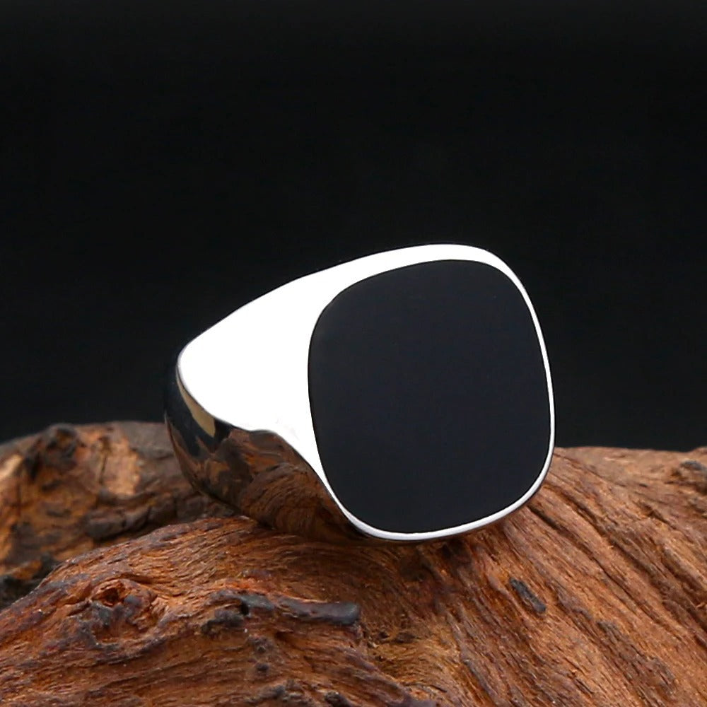 Black Square Stainless Steel Men's Ring
