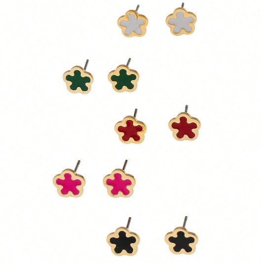 Planderful Vienna Verve Five-Leaf Clover Earrings Set – Cute and Colorful Design for Year-Round Wear