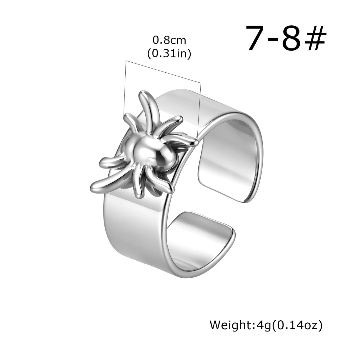 Spring & Summer Unique Index Finger Ring Stainless Steel Spider Opening Horse