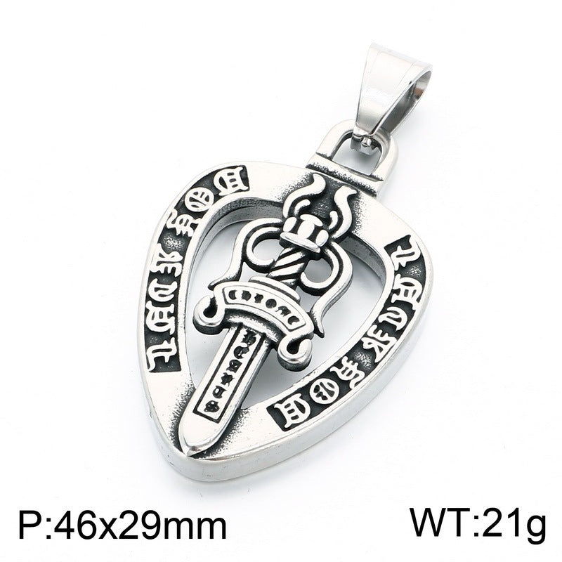 Primitive Tribe Moon Muse Totem Pendant Vintage Gothic Thorns Cross Element Stainless Steel Necklace