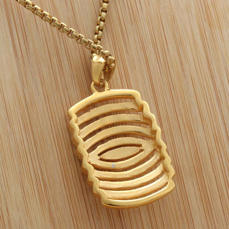 Titanium Steel Punk Hollow Pendant Necklace for Men - Retro Trendy Design