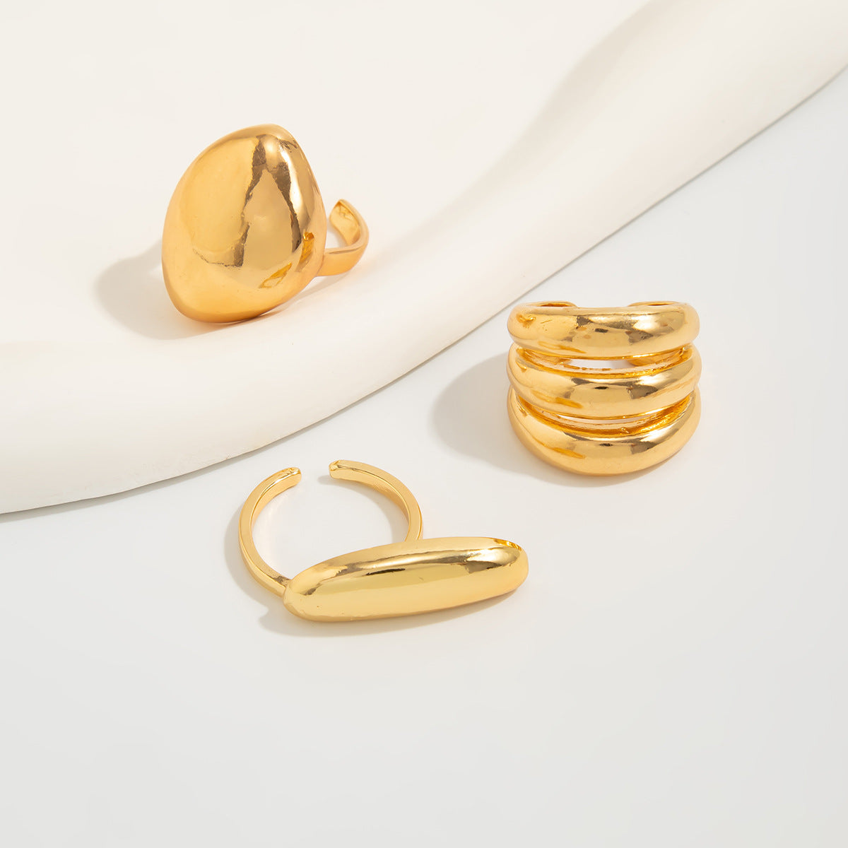 Planderful Vienna Verve Geometric Open Ring Lava Metal Texture For Modern Fashion Lovers
