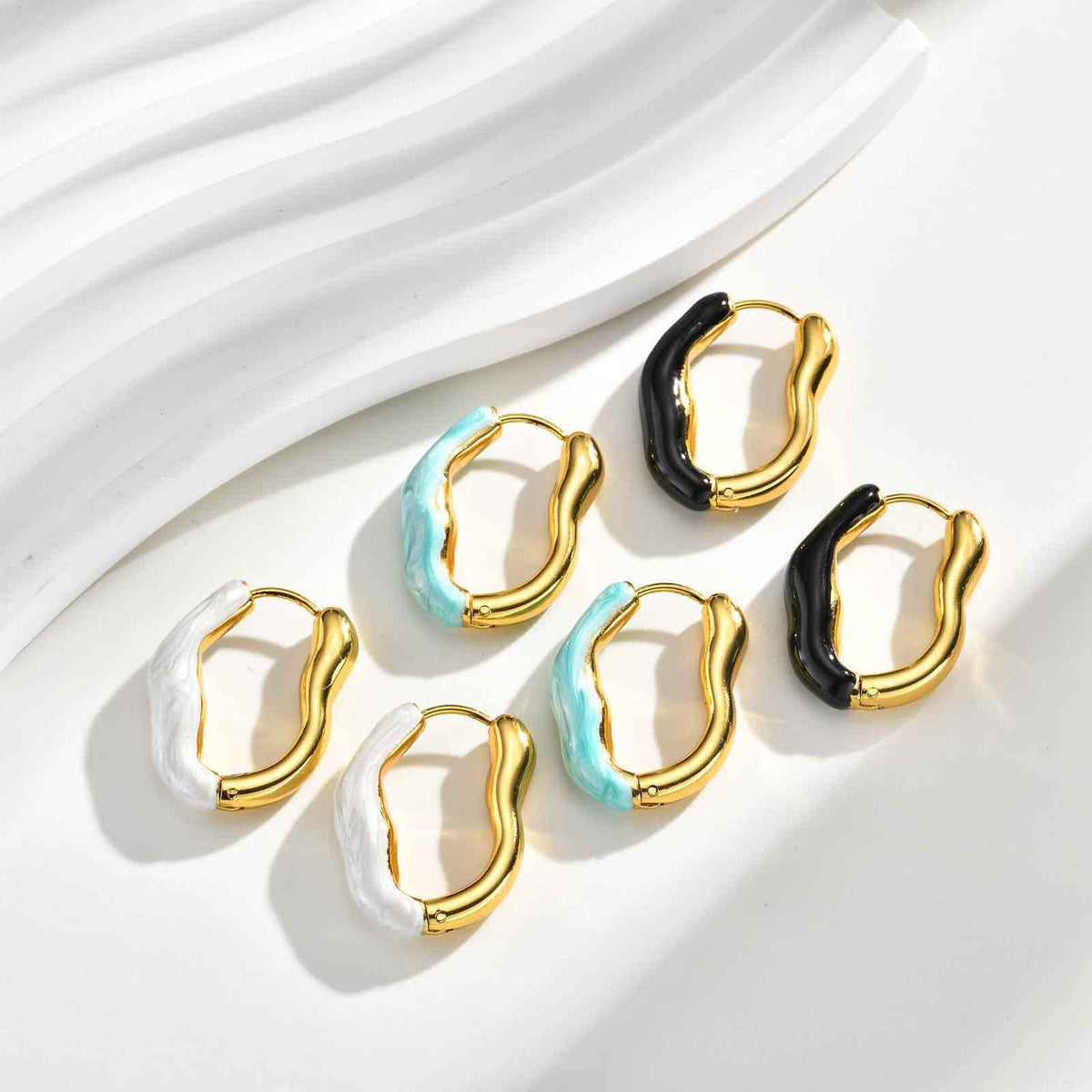 Sculptural Enamel Hoop Earrings — 3 Styles