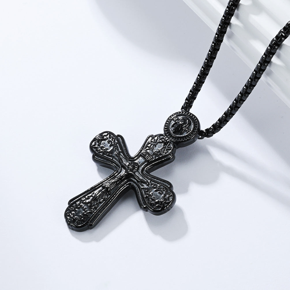 Planderful Gothic Saint Titanium Steel Pendant Necklace For Men And Women Unisex Retro Punk Jewelry