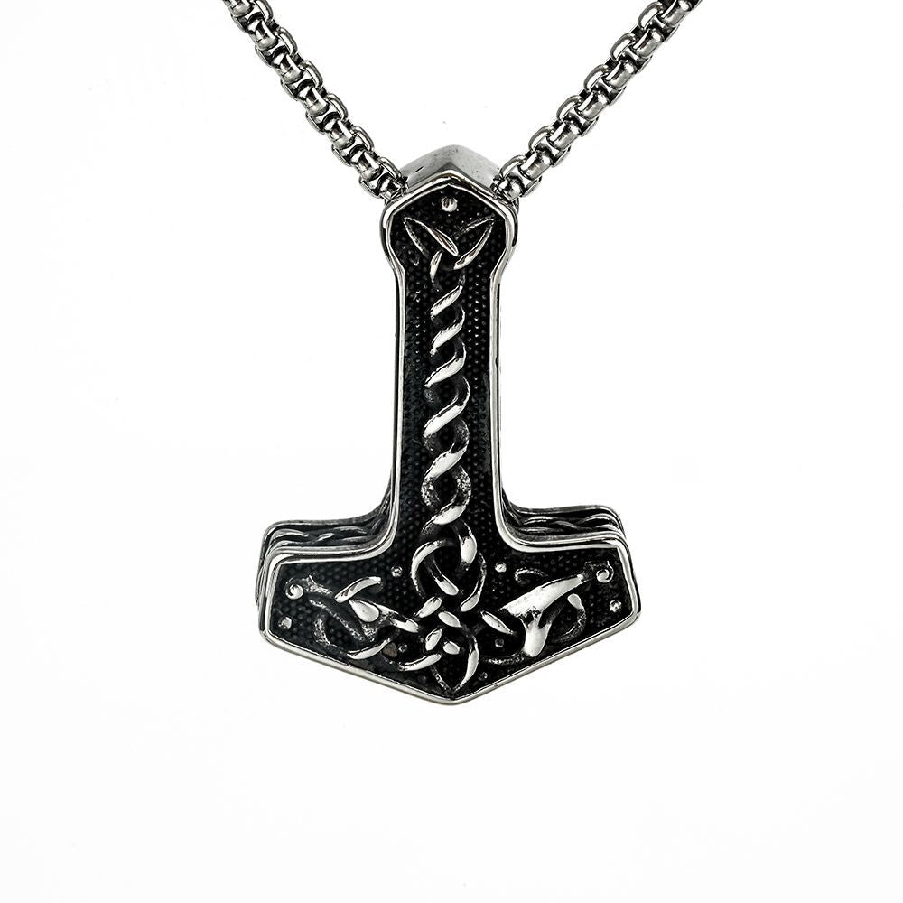 Vintage Men's Stainless Steel Viking Anchor Necklace Pendant