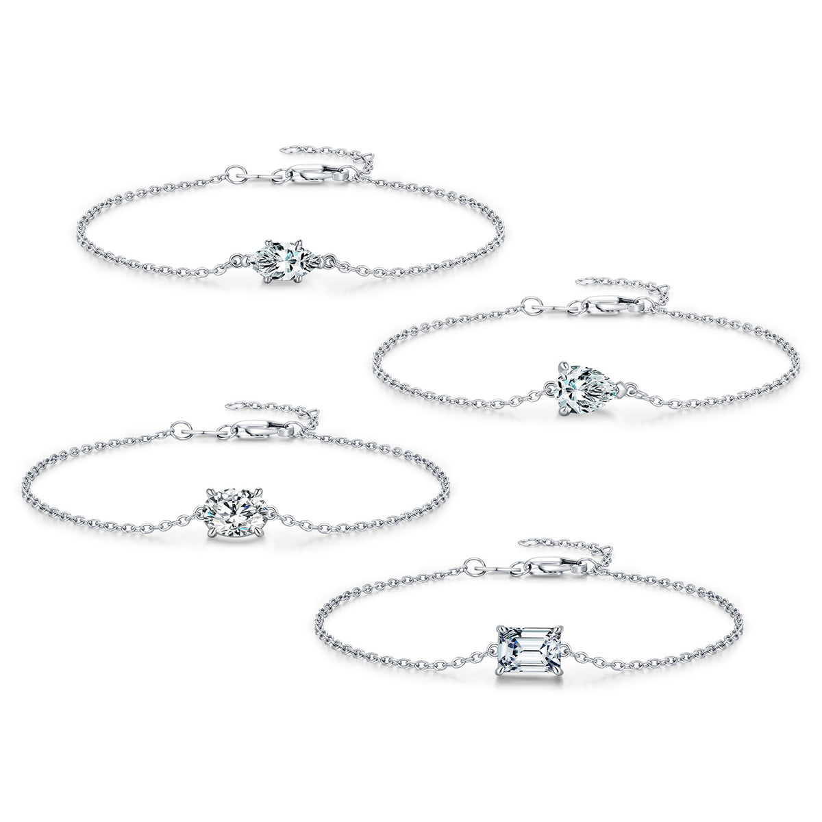 925 Sterling Silver Geometric Moissanite Bracelet