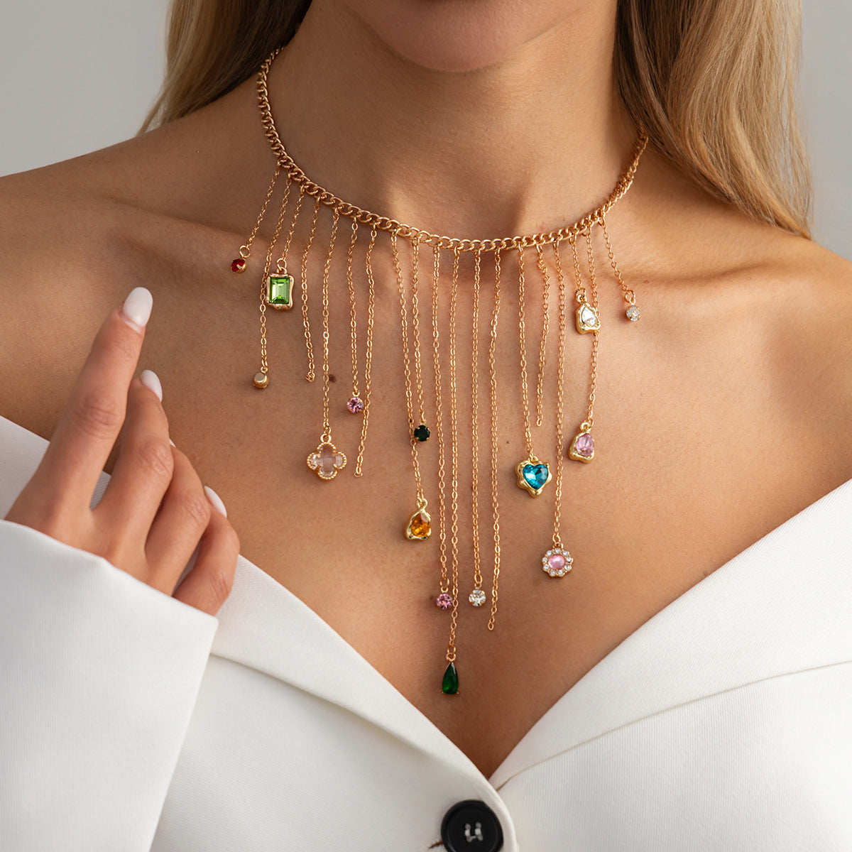 Dopamine Gemstone-Style Heart Choker