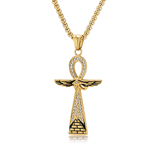 Planderful Anka Cross Titanium Necklace For Men Bold Hipster Style Durable Steel Pendant