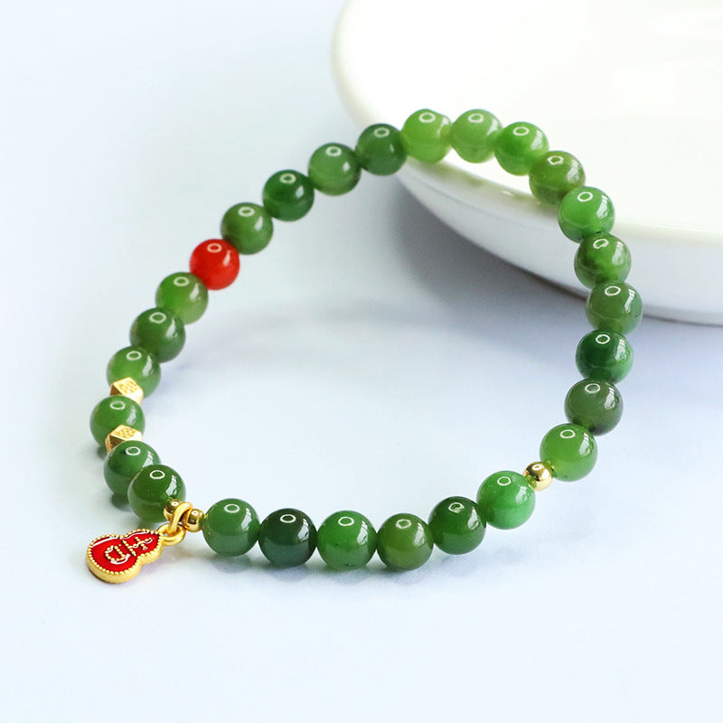 Hetian Jasper & Red Agate Beaded Bracelet