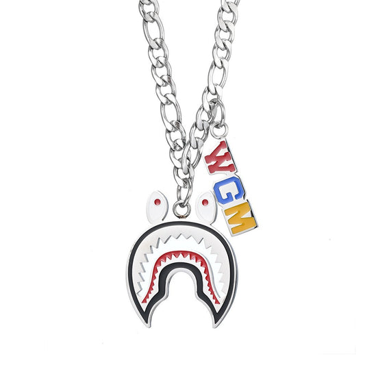 Hiohip Trendy Shark Necklace for Men in Titanium Steel