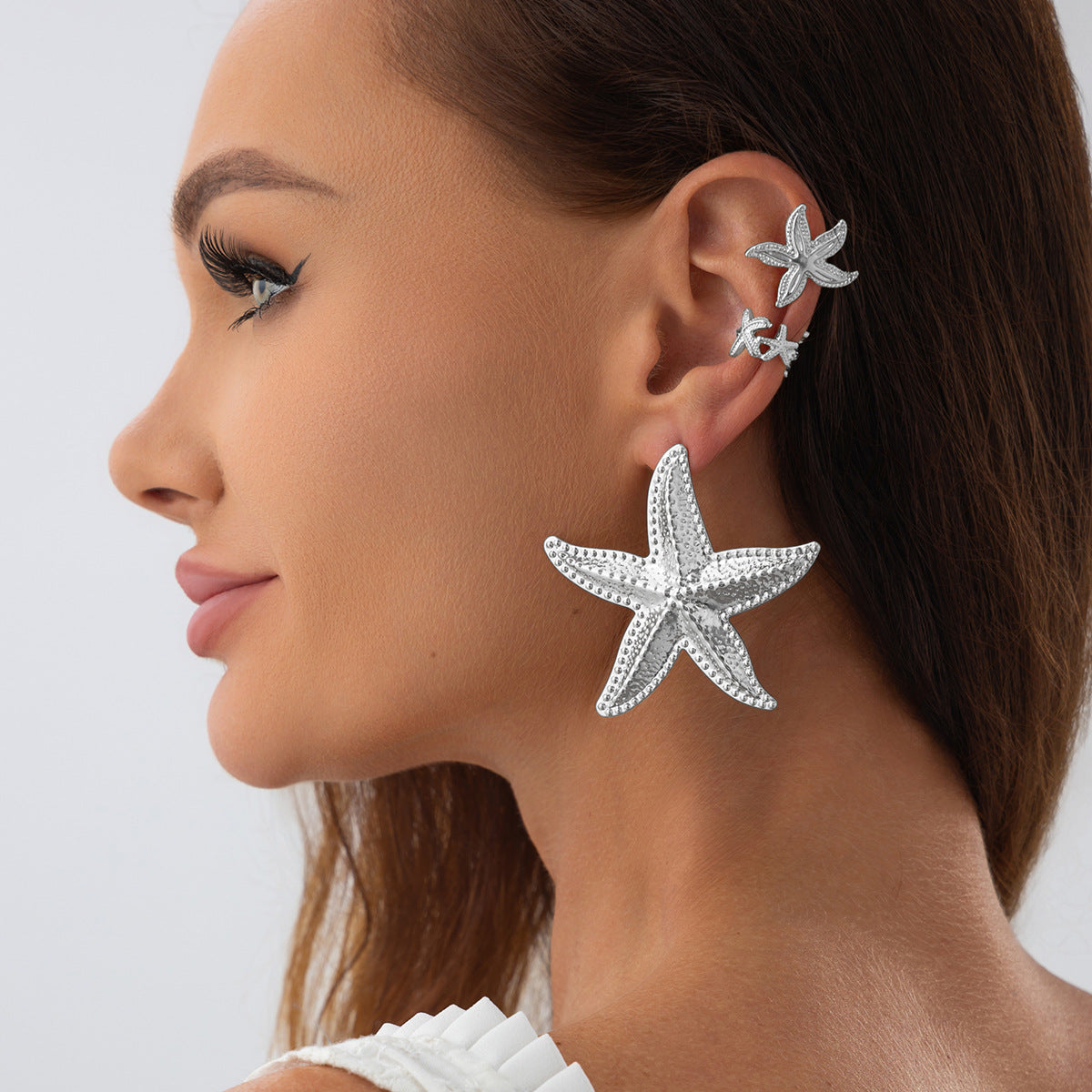 Planderful Vienna Verve Starfish Ear Clips Set For Boho Beach Vacation Lovers Lightweight Statement Jewelry