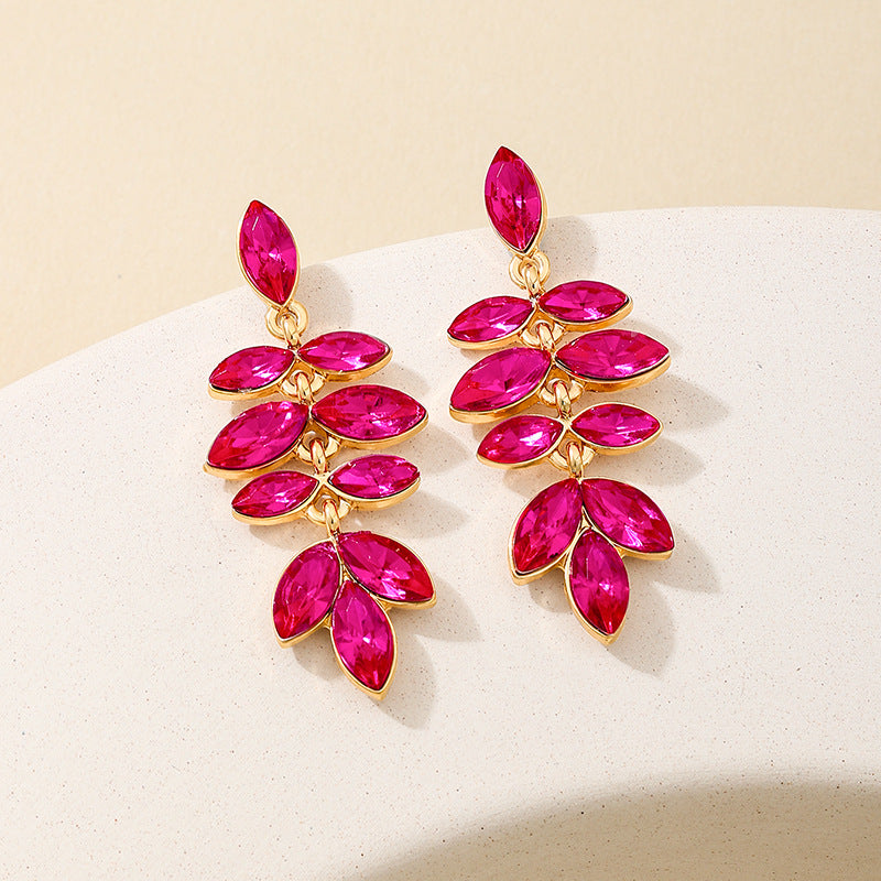 Planderful Vienna Verve Earrings – Stylish Metal Color Rose Red Leaf Design