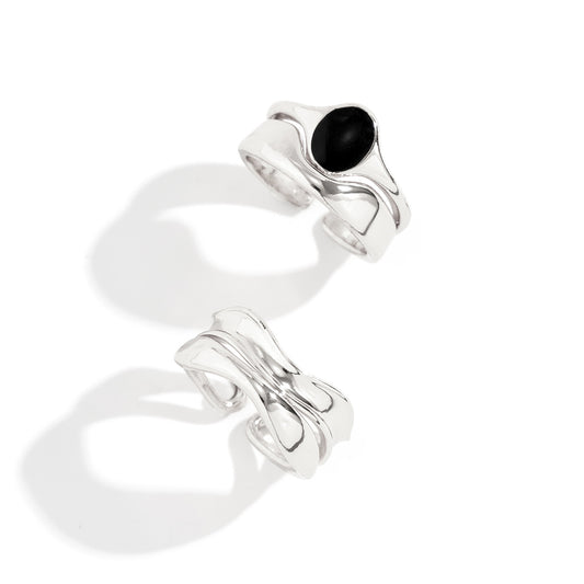 Elegant Hollow Alloy Ring Set - Vienna Verve Collection