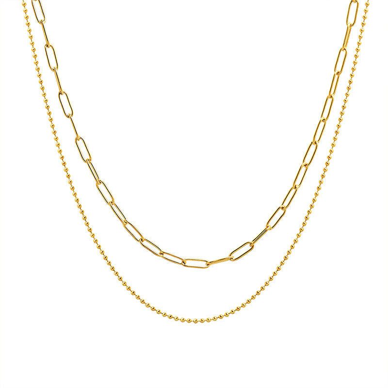 Golden Double-Layered Clavicle Necklace - Elegant Women's Accessory