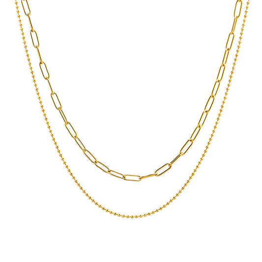 Golden Double-Layered Clavicle Necklace - Elegant Women's Accessory
