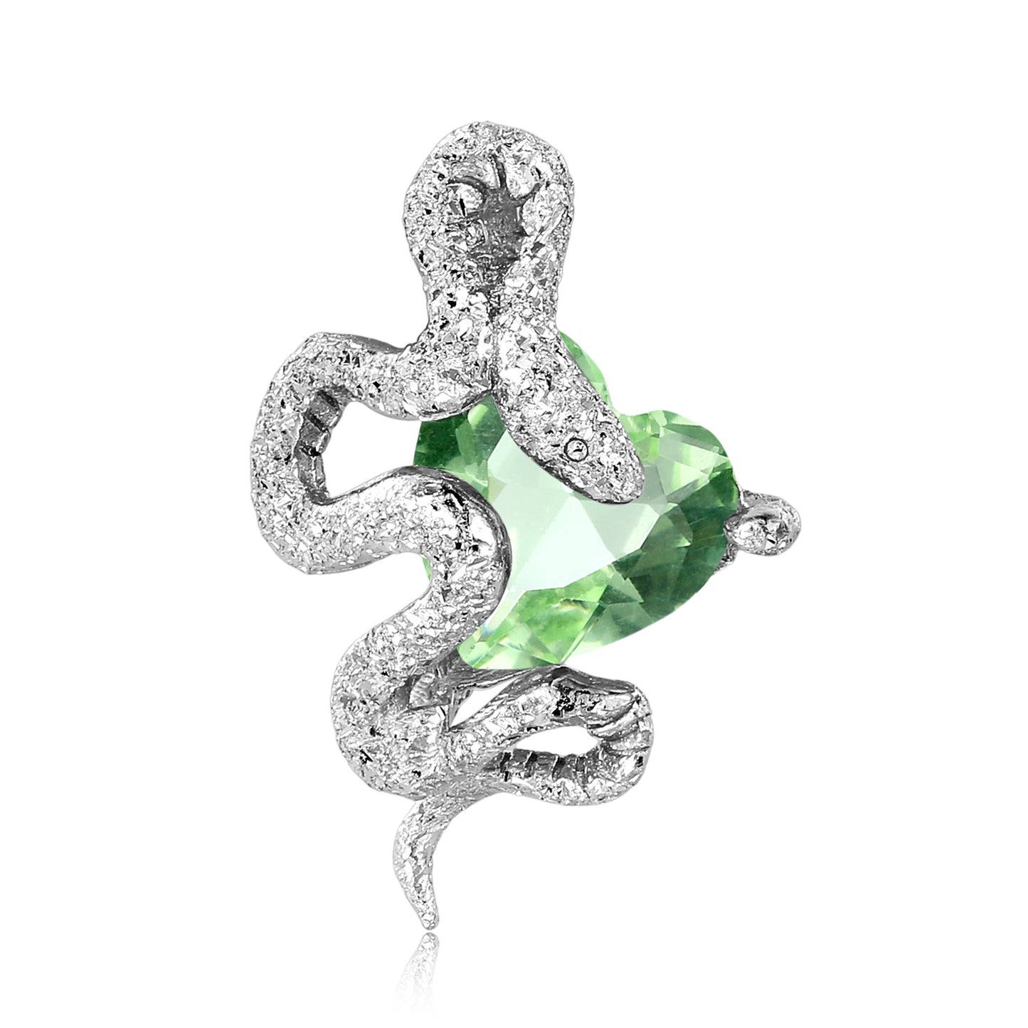 Snake with Heart Shape Zircon Silver Necklace