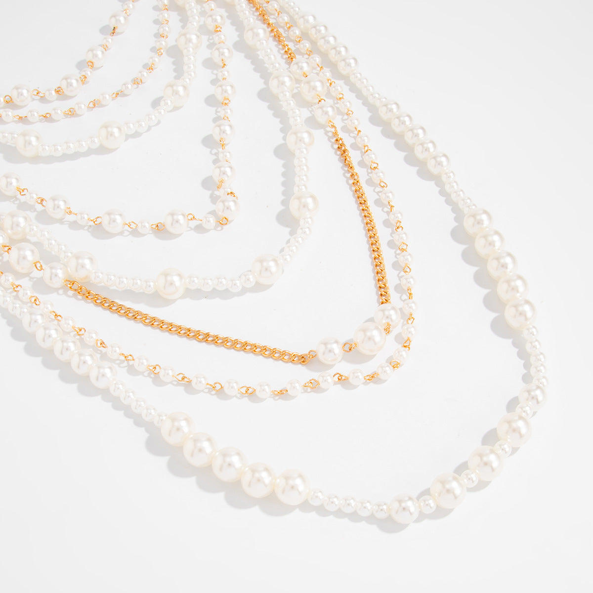 Heavy Pearl-Style Multi-Layer Beaded Necklace