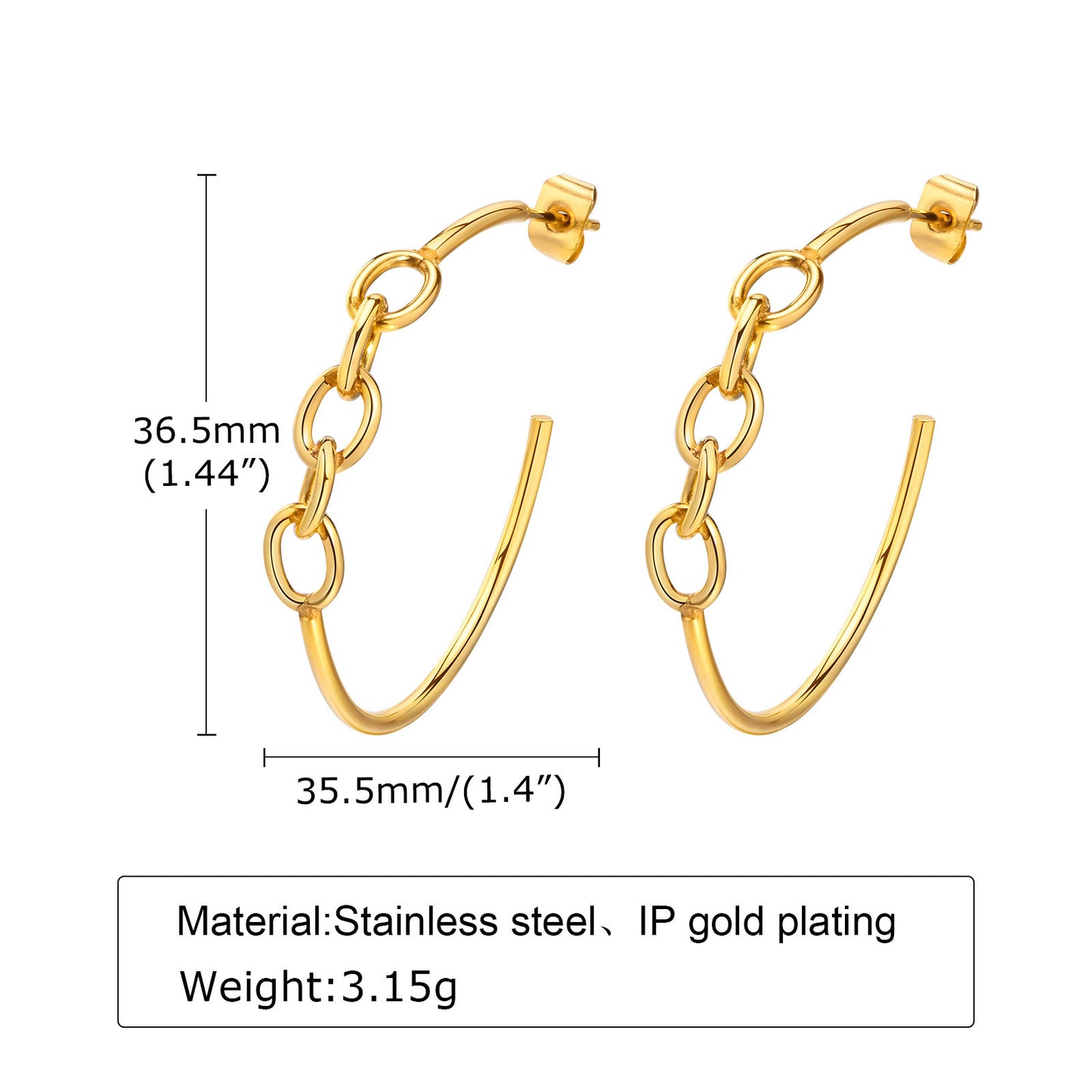 Simple Personalized Earrings Gold Women's Fashion Jewelry