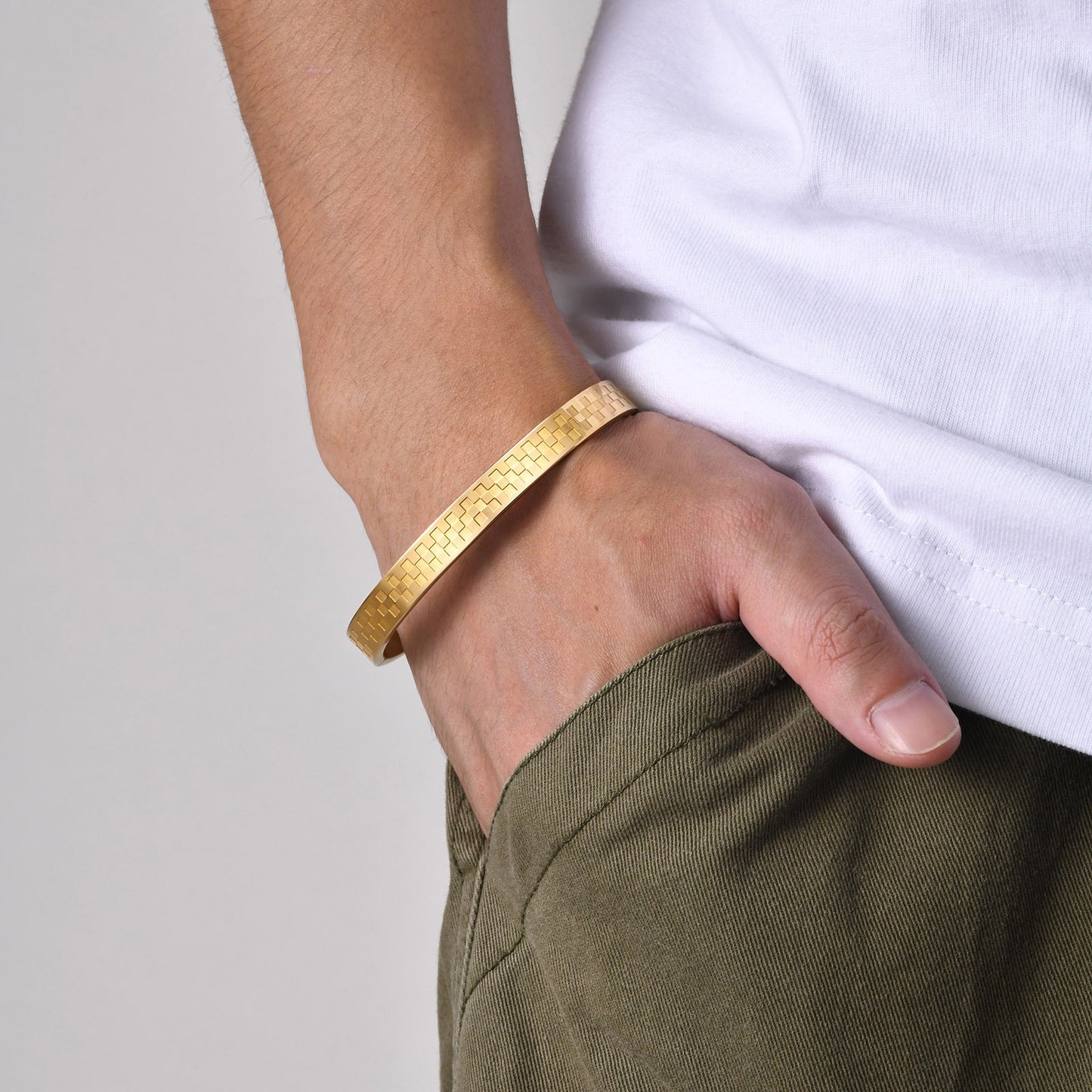 European And American Personality Stainless Steel Checkered Bracelet For Men