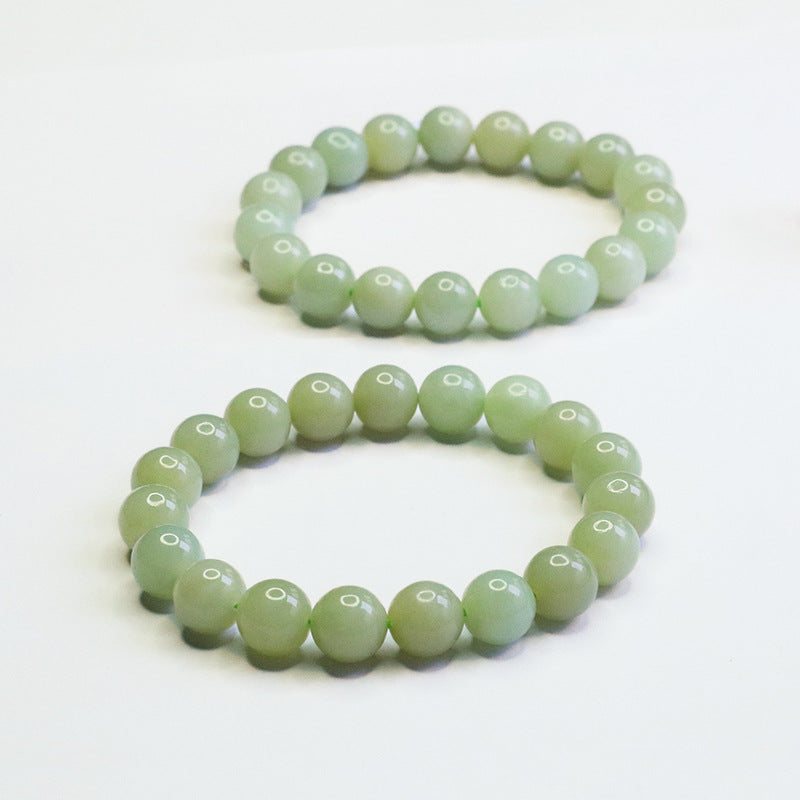 Hetian Jade Single-Wrap Round Bead Bracelet