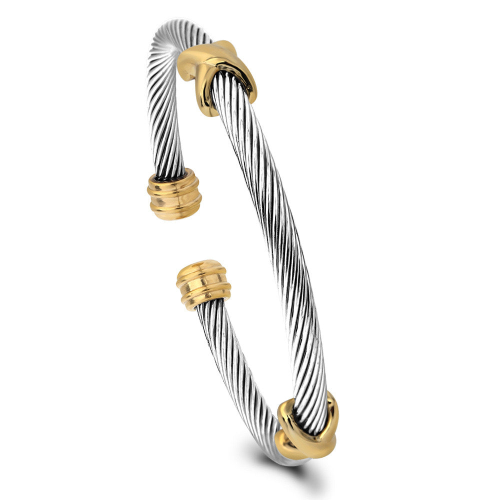 Planderful Collection Personalized Adjustable Twist Wire Versatile Stainless Steel Bracelet For Women