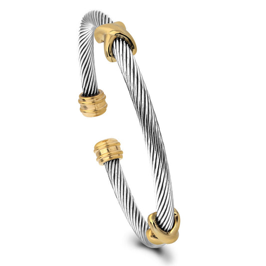 Planderful Collection Personalized Adjustable Twist Wire Versatile Stainless Steel Bracelet For Women