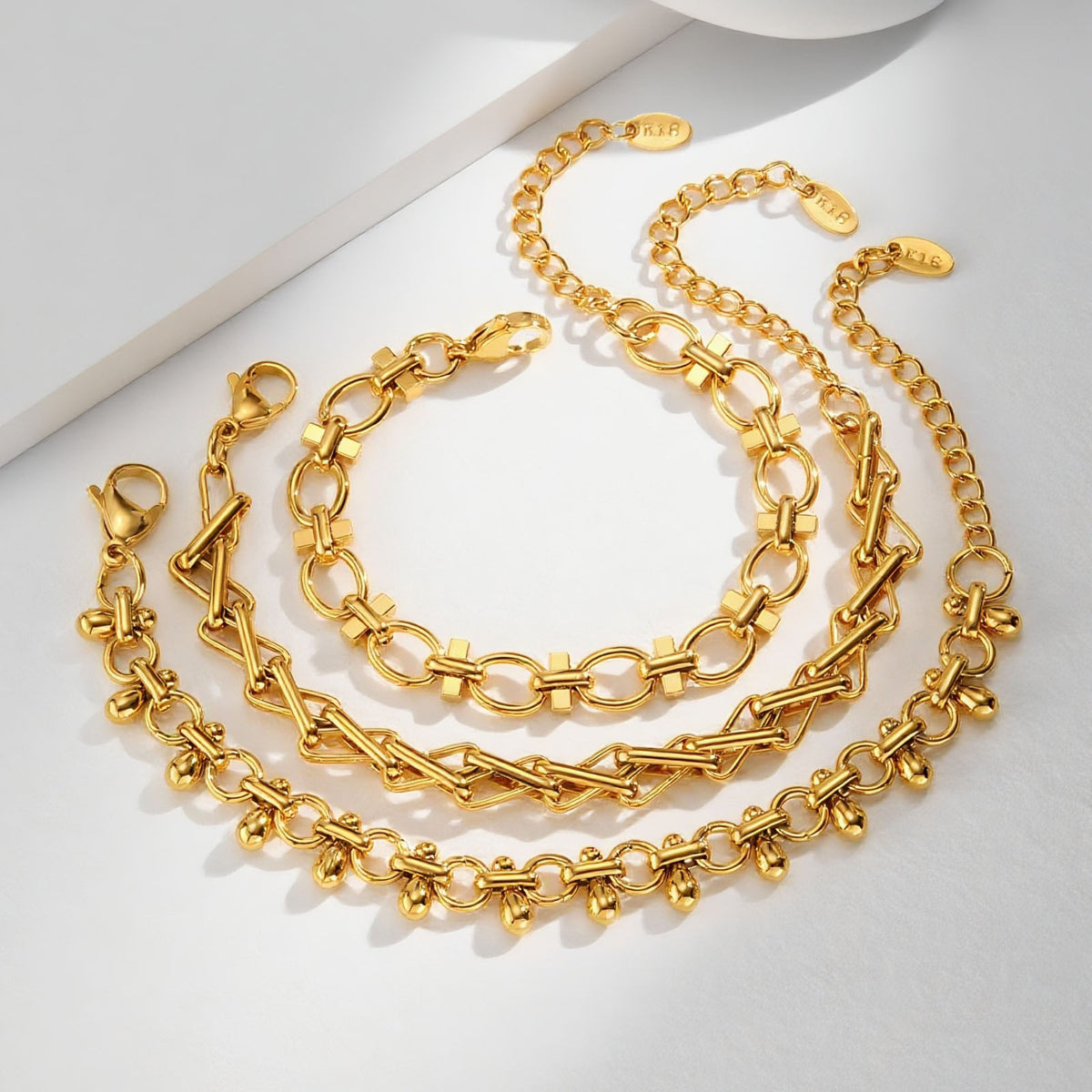 Splicing Handmade Chain Gold Stainless Steel Bracelet