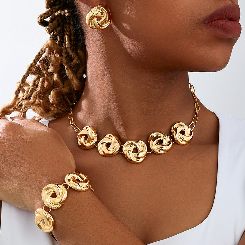 Planderful Vienna Verve Gold Spiral Jewelry Set for Women