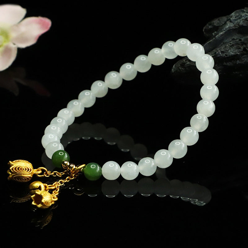 Hetian White Jade Lily-of-the-Valley Bracelet