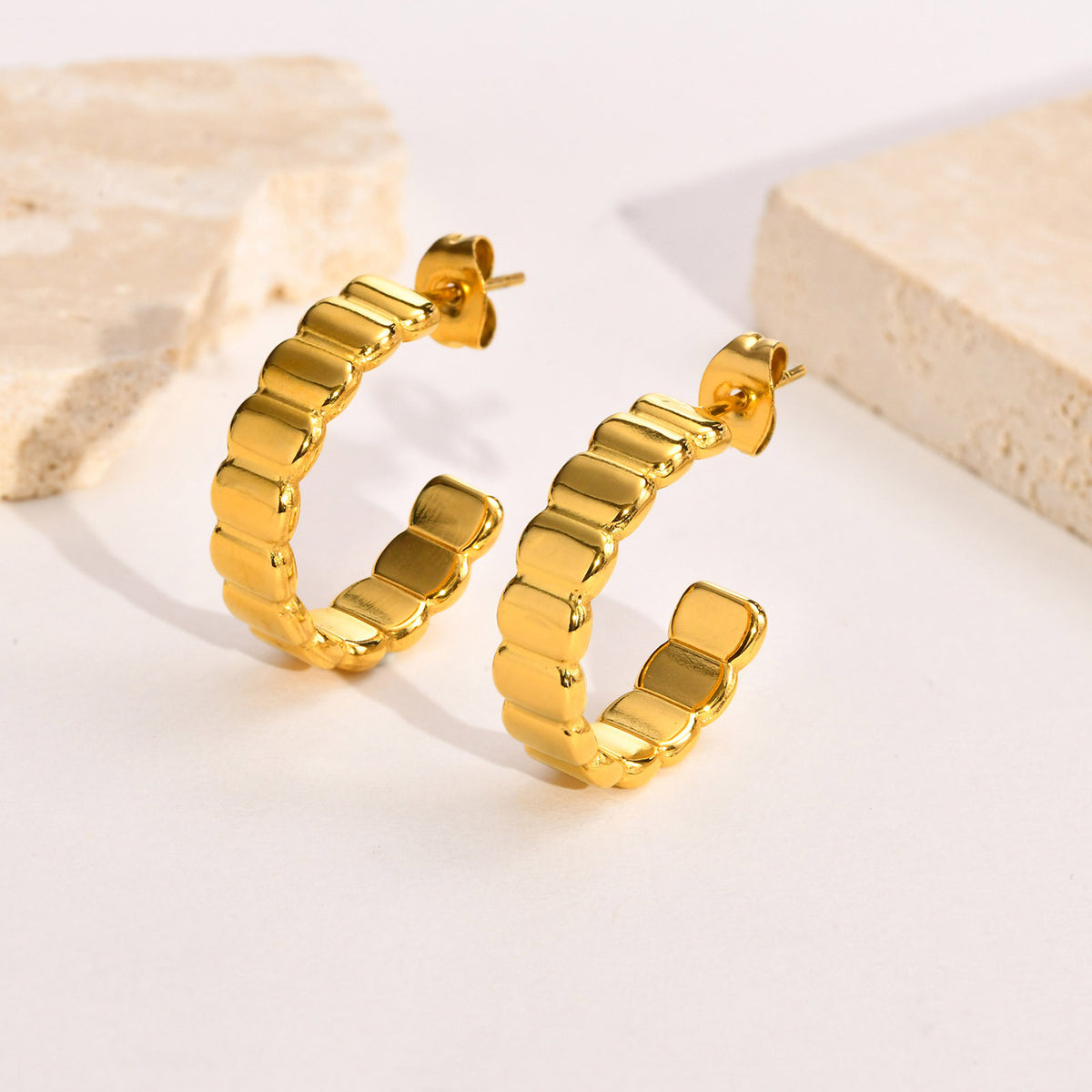 Modern Gold-Tone Stainless Steel Earrings