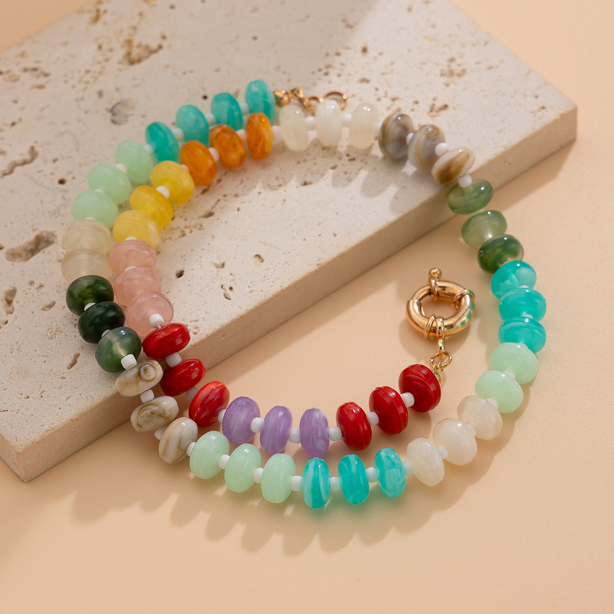 Rainbow Acrylic Beaded Necklace Collection