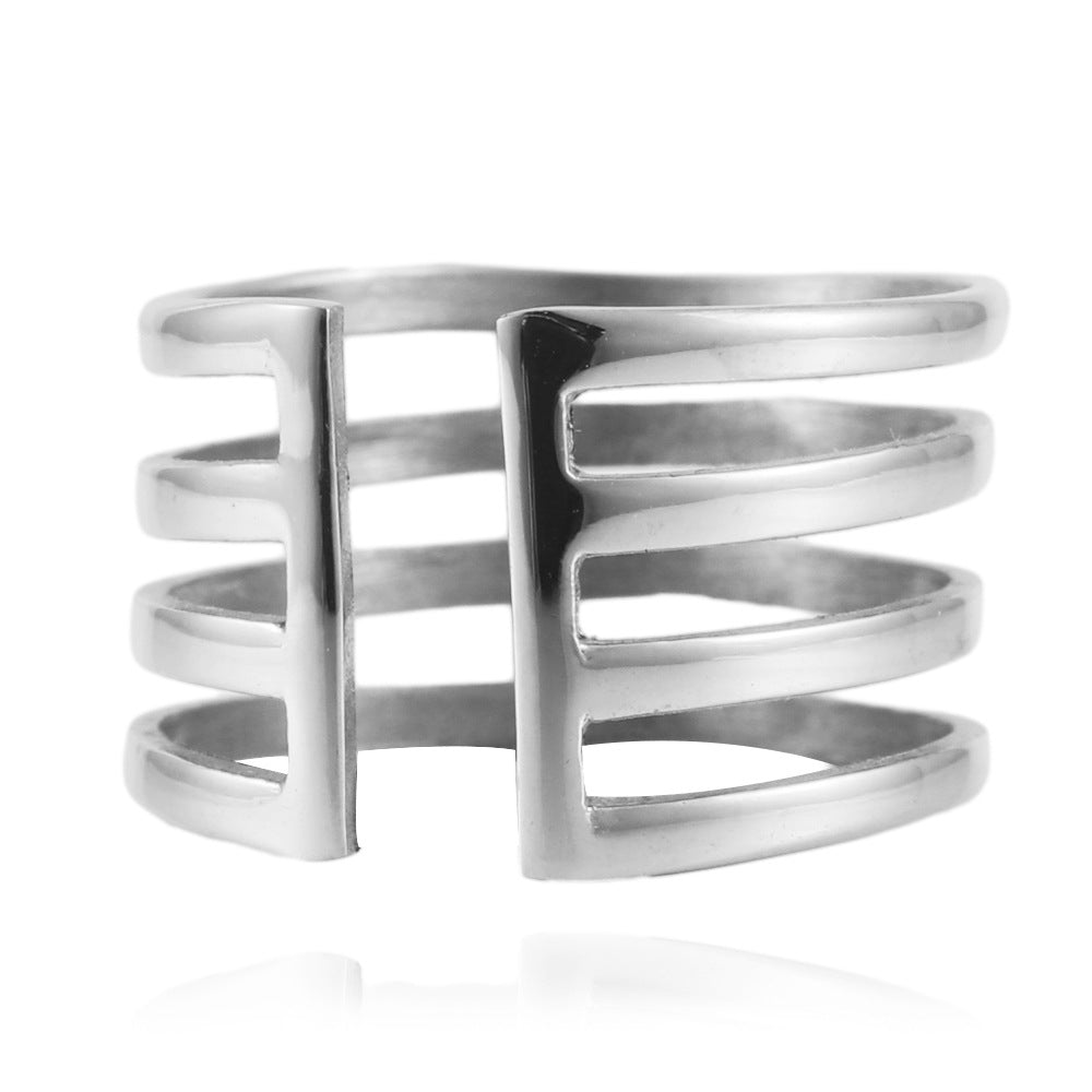 Titanium Steel Hollow Multi-Layer Fashion Ring for Women and Men - Versatile Trendy Accessory