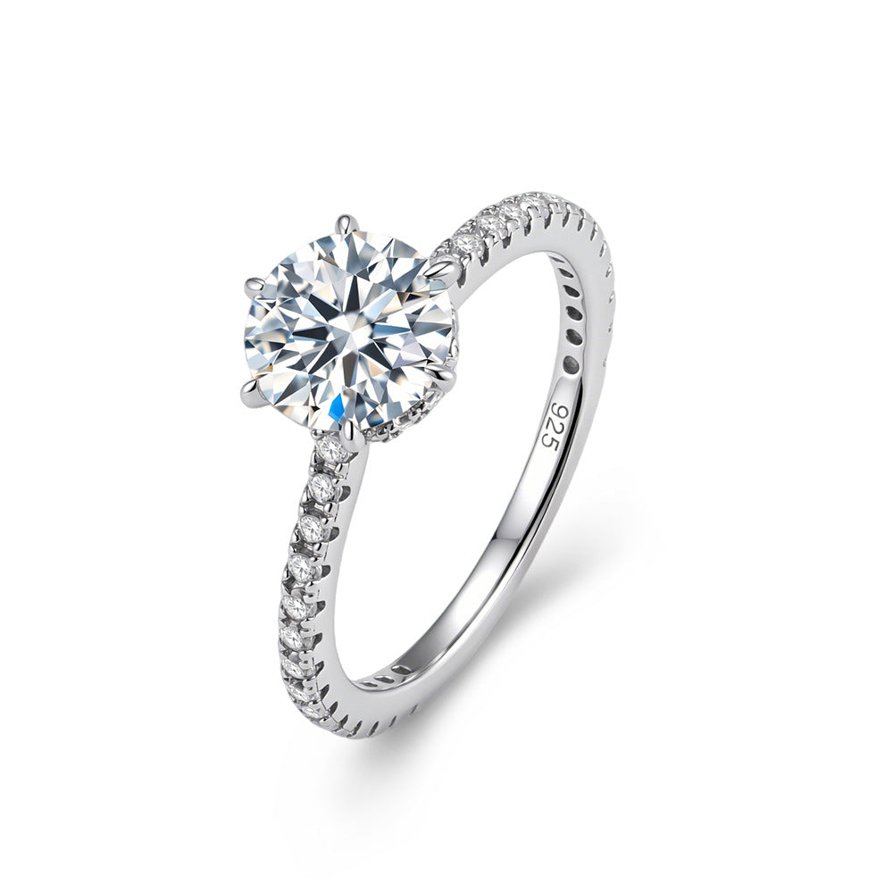 S925 Silver Moissanite Ring 1.2 Carat D Color Mozzarella Zircon Ring Jewelry