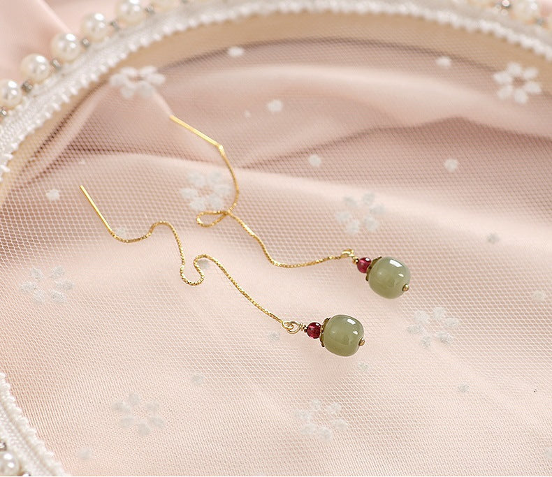 Elegant High-Class 14k Gold-Plated Natural Jade Earrings