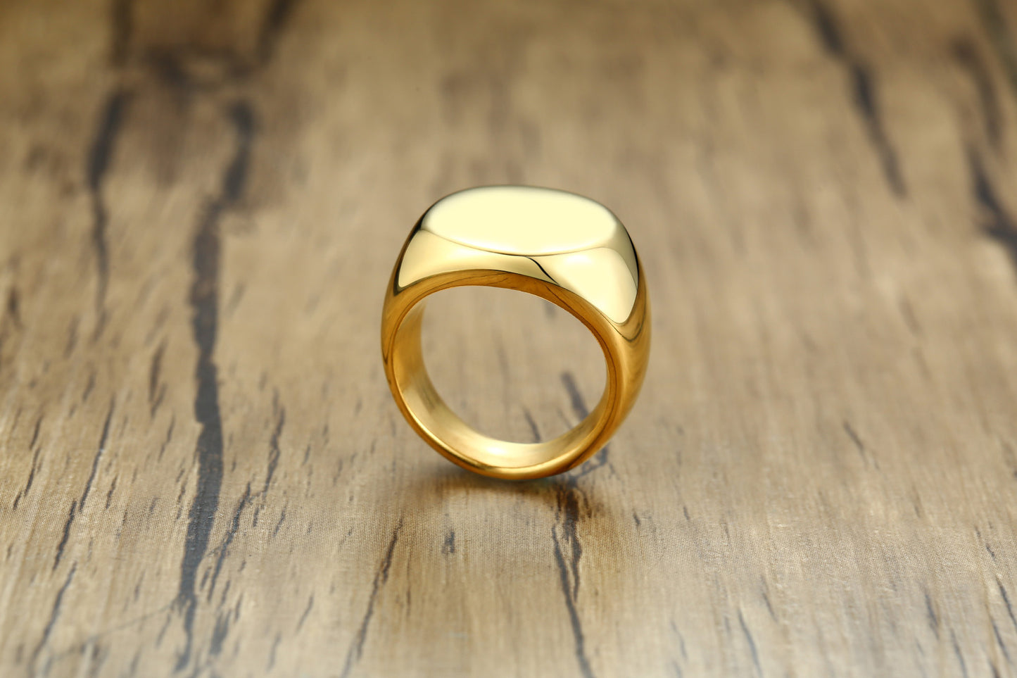 Men Rings Stainless Steel Round Ring Black Gold Wholesale