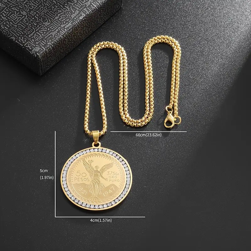 1. Planderful Everyday Genie Titanium Steel Coin Pendant Necklace Unisex Hip Hop Style Gift Idea