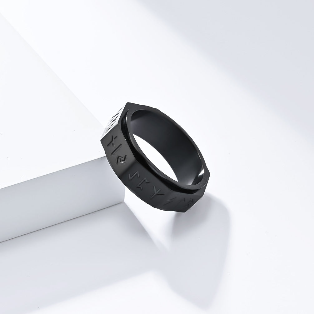 Nordic Viking Eight-Sided Rotating Titanium Steel Ring