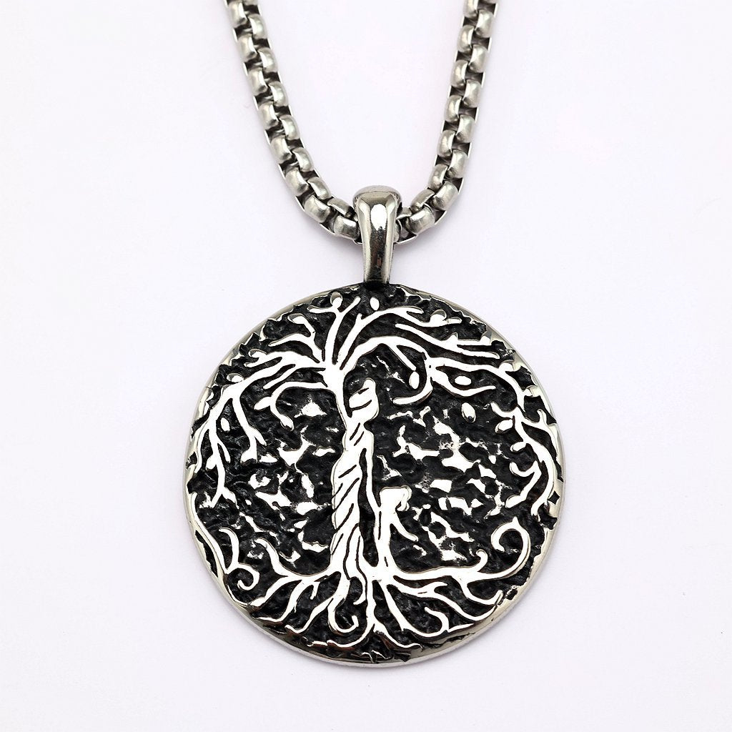 Vintage Tree of Life Stainless Steel Pendant Necklace